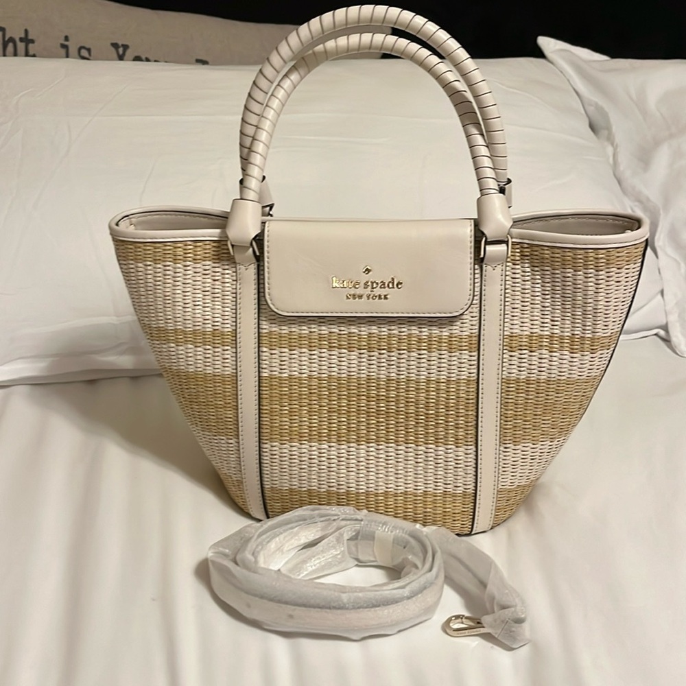 Kate Spade woven handbag beige/white
